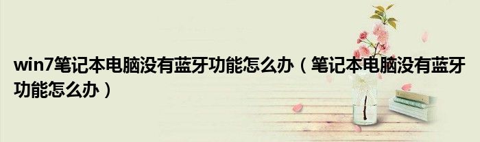 win7笔记本电脑没有蓝牙功能怎么办（笔记本电脑没有蓝牙功能怎么办）