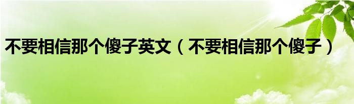 不要相信那个傻子英文（不要相信那个傻子）