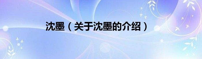 沈墨（关于沈墨的介绍）