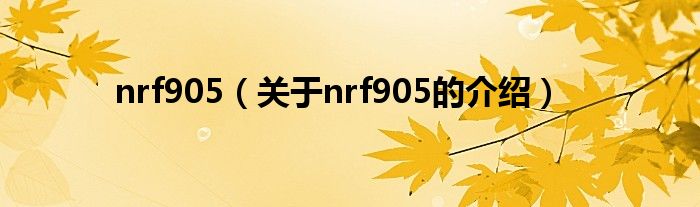 nrf905（关于nrf905的介绍）
