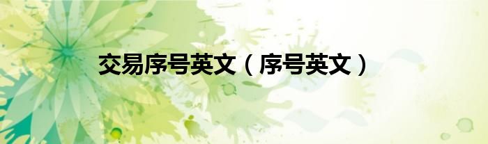 交易序号英文（序号英文）