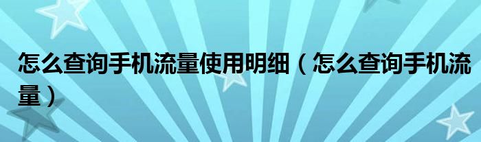 怎么查询手机流量使用明细（怎么查询手机流量）