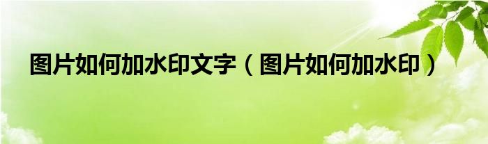 图片如何加水印文字（图片如何加水印）