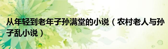 从年轻到老年子孙满堂的小说（农村老人与孙子乱小说）