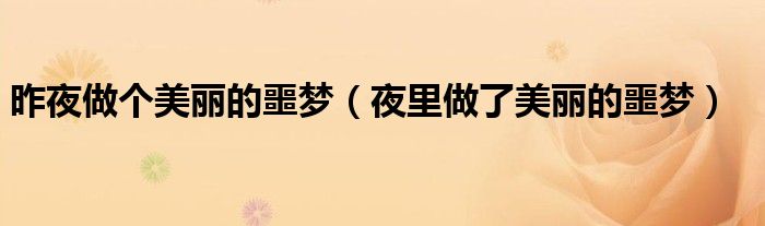 昨夜做个美丽的噩梦（夜里做了美丽的噩梦）